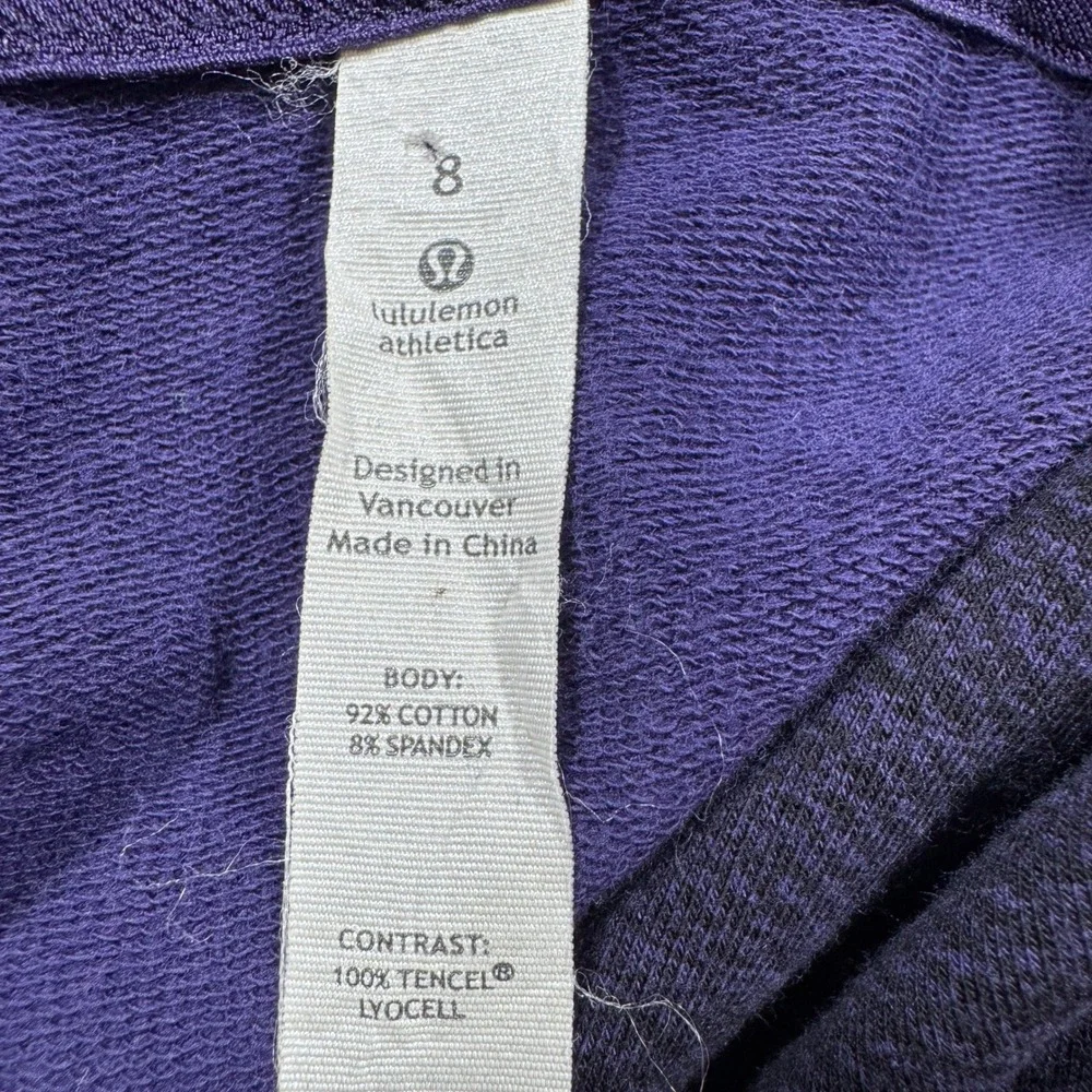 Lululemon Women's Hoodie Split Back Ruffle Hem Space Dye Purple Size 8‎